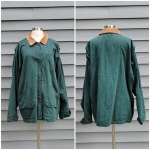 Vintage 90s y2k Faded Glory Forest Green Plaid Lined Chore Work Farm Coat Jacket